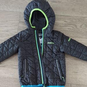 Toddler 3T Black & Lime Quilted Hooded Jacket by Gusti